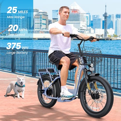 Image of Caroma Peak 1200W Electric Scooter with Seat, 20 inch Tires,30Miles&20MPH | All Terrain E Scooter with 2 Seats,Adjustable Electric Scooter for Adults with Basket,Adult Electric Bicycles Style Scooter