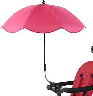 Sombrilla de 66 cm para cochecito de bebé, silla de playa, con abrazadera de fijación ajustable, sombrilla para protección UV, cochecito de bebé, silla de playa