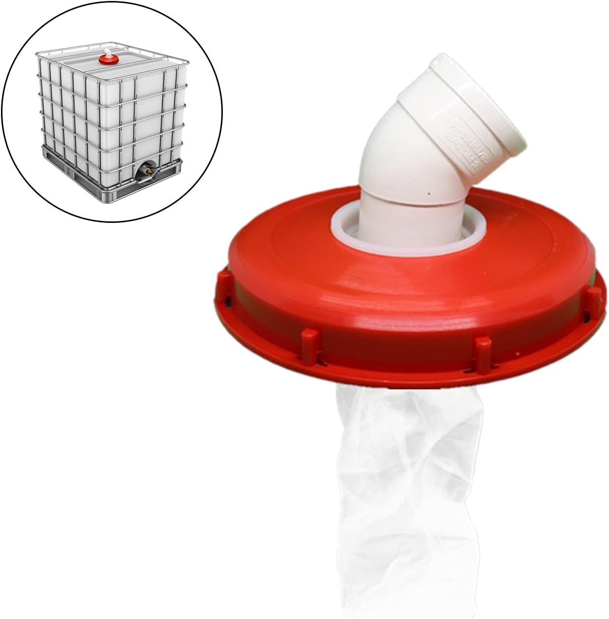 JUTTA 165/245mm IBC Tank Lid Nylon Washable with Lid and Vent Hole for Rainwater Tank IBC Ton Barrel Cover Cap With Nylon Filter for Home and Garden (Red 245mm 45°)