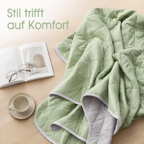 Couverture rafraîchissante été Q-Max 0.6 tissu doux auto-refroidissant vert 100x150cm - 4
