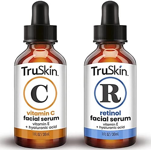 TruSkin Day and Night Serum Duo – Anti Aging Skin Care Sets for Women with Vitamin C Serum & Retinol Serum - Skin Care Made to Brighten Tone and Help Improve Fine Lines, 1 fl oz