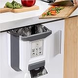 Foldable Waste Bin, Hanging Kitchen Trash Can, Collapsible Small Plastic Garbage Can 2.4 Gallon for