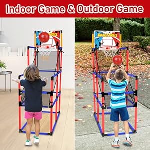 63 Arcade Basketball Game Set with 3 Balls Kids Basketball Hoop 3 to 12 Years Old Indoor Outdoor Sports Play Easy Set Up Carnival Basketball Toys Ages 3 4 5 7 8 12 Year Old Boys Birthday Gift