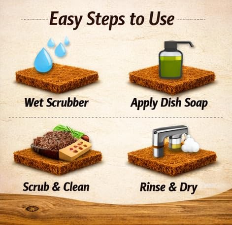Image of Natural Coco Scrubber for Utensils - Eco-Friendly Coconut Fiber Dishwashing Pad (2)