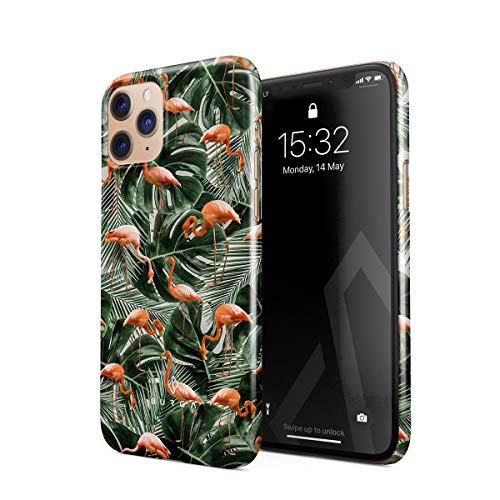 BURGA Phone Case Compatible with iPhone 11 PRO MAX - Flamingo Green Palm Trees Leaf Tropical Leaves Exotic Bird Summer Cute Case for Women Thin Design Durable Hard Plastic Protective Case