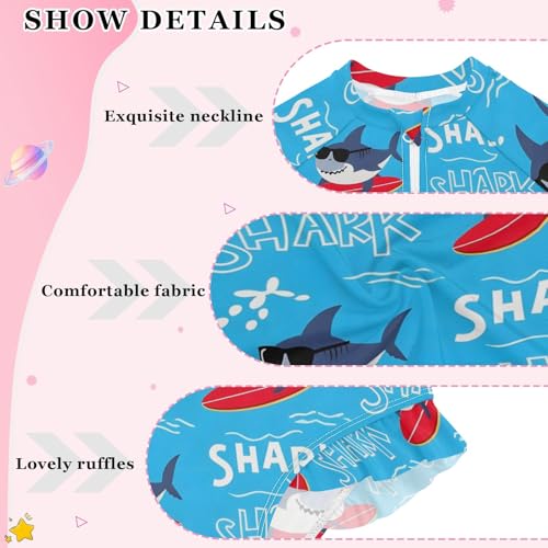 Toddler Swimsuit Girl Bathing Suit Swimwear Rash Guard Shark Long Sleeve 3T4