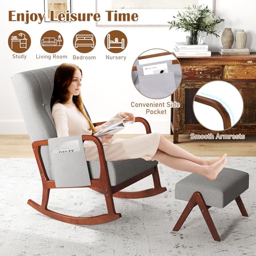 Sillón Mecedor Plegable Gris miniatura 5