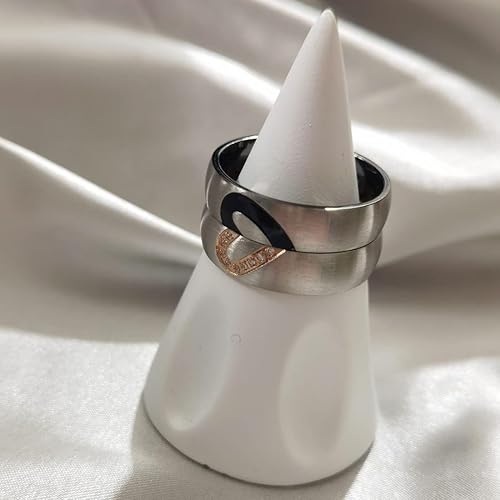 Miniatura 4 de Anillos de corazón para él y ella a juego para parejas, parejas, parejas, parejas, juego de anillos de amor para mujeres, hombres, mujeres, hombres,