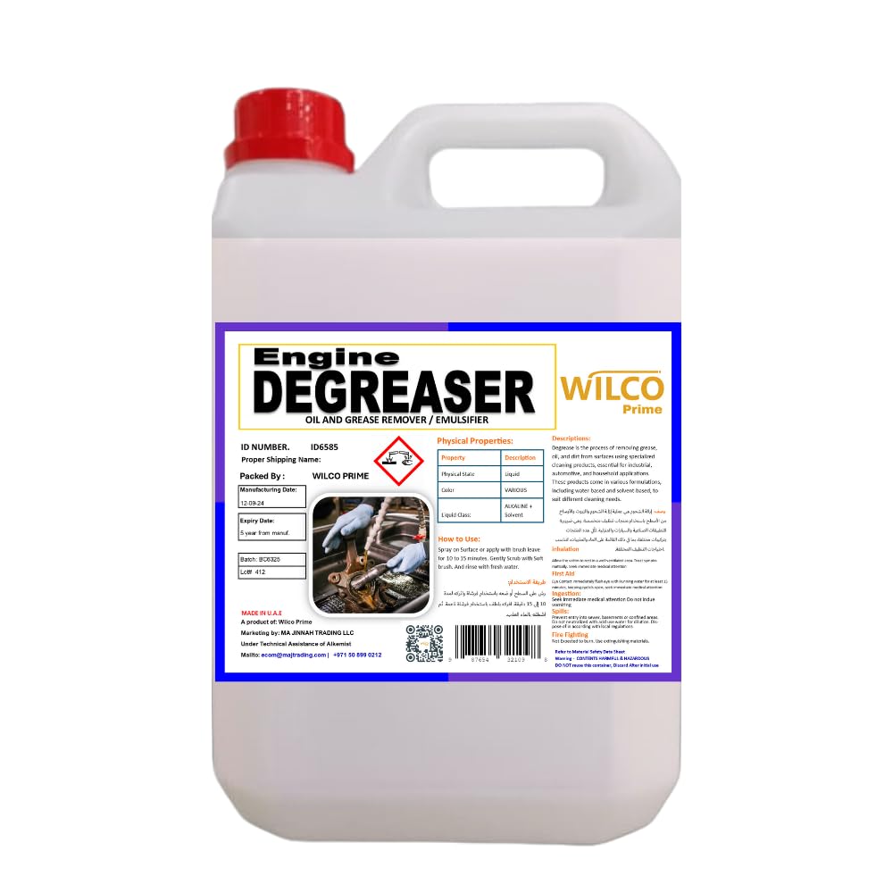 wilco prime Heavy-Duty Engine Degreaser | Alkaline + Solvent-Based | Powerful Grease Remover for Industrial & Automotive Engines