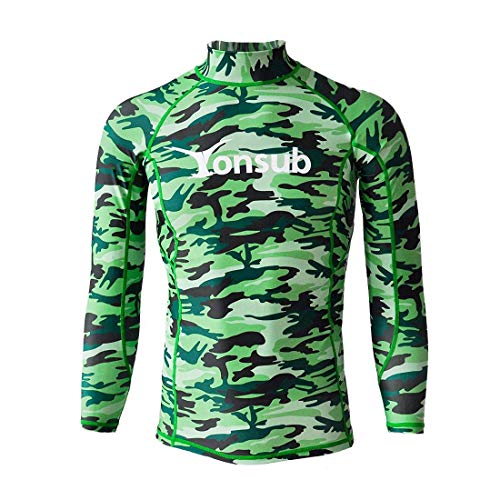 Mens Surfing Rash Guard -Top Basic Skins UPF 50+ Long Sleeve - Pullover Wetsuits for Swimming Snorkeling Surfing Kayaking