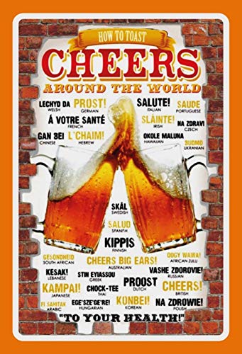 How to Toast Around The World Blechschild Schild gewölbt Metal Sign 20 x 30 cm