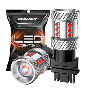 SEALIGHT [2023 New Upgrade 3157 3156 3057 4157 LED Bulbs, Super Bright Red Bulb with Projector Lenses Replacement for Brake Lights Tail Stop Lights Parking Lights, Pack of 2