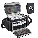 OUUTMEE Medicine Storage Bag, Pill Bottle Organizer with Portable Small Pouch, Medication Bottle Organizer Empty with Shoulder Strap for Home Storage and Travel