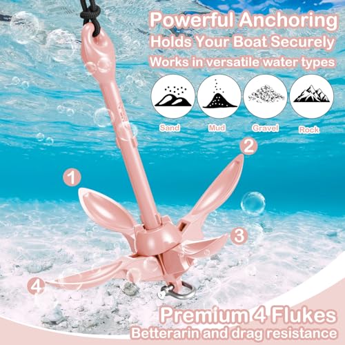 Image of Lounsweer 2 Pack 1.5 /3.5 lb Marine Kayak Anchor Kit Folding Grapnel Anchor Kit Boat Kayak Fishing Accessories for Small Boats Kayaks Canoe Paddle Boards