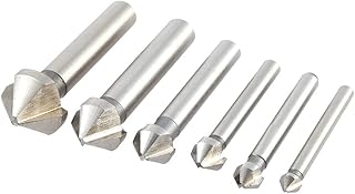 6Pcs 90 Degree 3 Flute Chamfering End Mill Cutter Drill Bit HSS Chamfer Countersink Bits Set