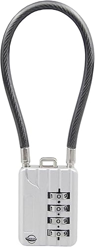 Miniatura 10 de Candado de cable de 19.7 in de largo, cerradura de combinación de 4 dígitos, combinación reajustable, bloqueo de cable de seguridad para equipaje,