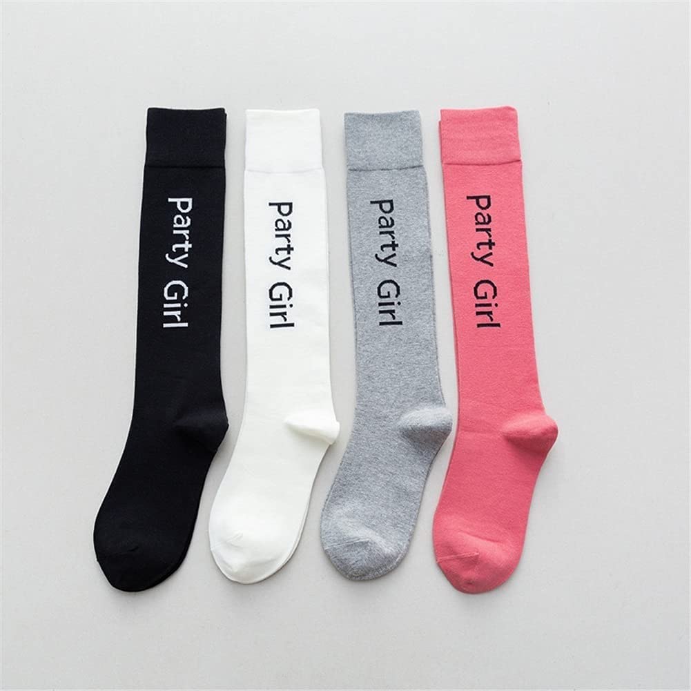 4 Pares de Calcetines con Letras for Mujer, Calcetines de Tubo Alto, Calcetines de Pantorrilla, Calcetines Deportivos de Calle de Tendencia de algodón, Estilo de Tendencia