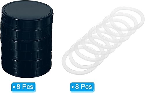 Miniatura 3 de PATIKIL Tapas de plástico de boca ancha de 3.386 in, 1 juego8 tapas para tarros de conservas con anillo de sellado de silicona para almacenamiento