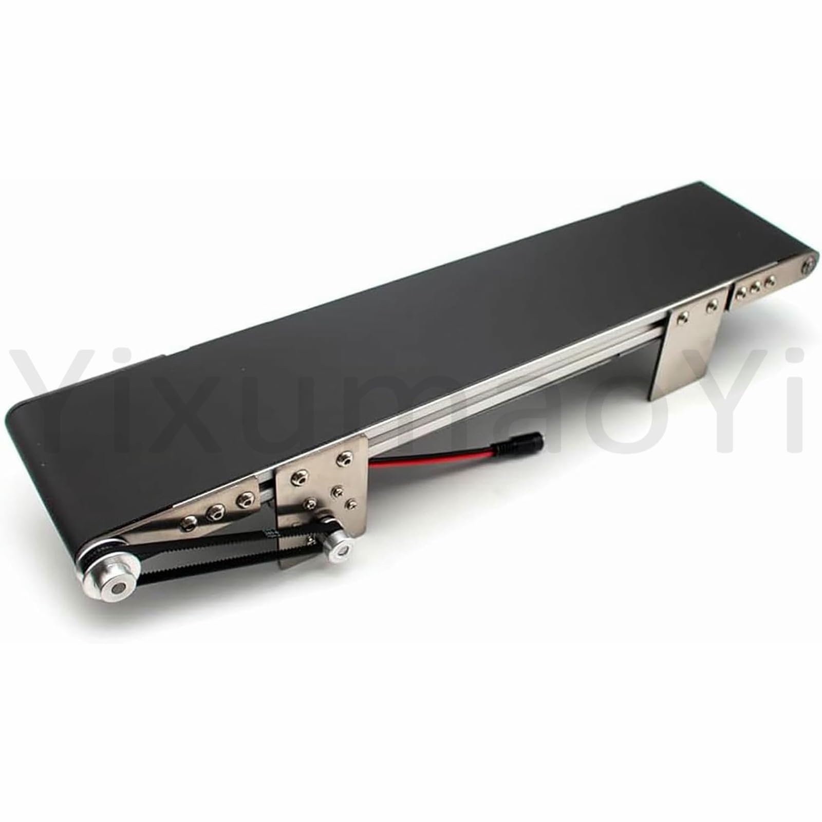 Générique Petit Convoyeur, Mini Bande Transporteuse de Bureau, Convoyeur à Bande Motorisé, Courroie de Convoyeur Automatique pour Boissons, Usines,Black-12x50cm