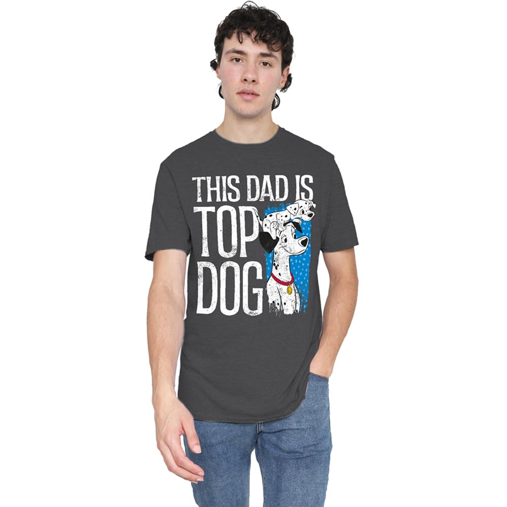 Disney 101 Dalmatians This Dad is Top Dog Unisex T Shirt, Dark Heather, Large