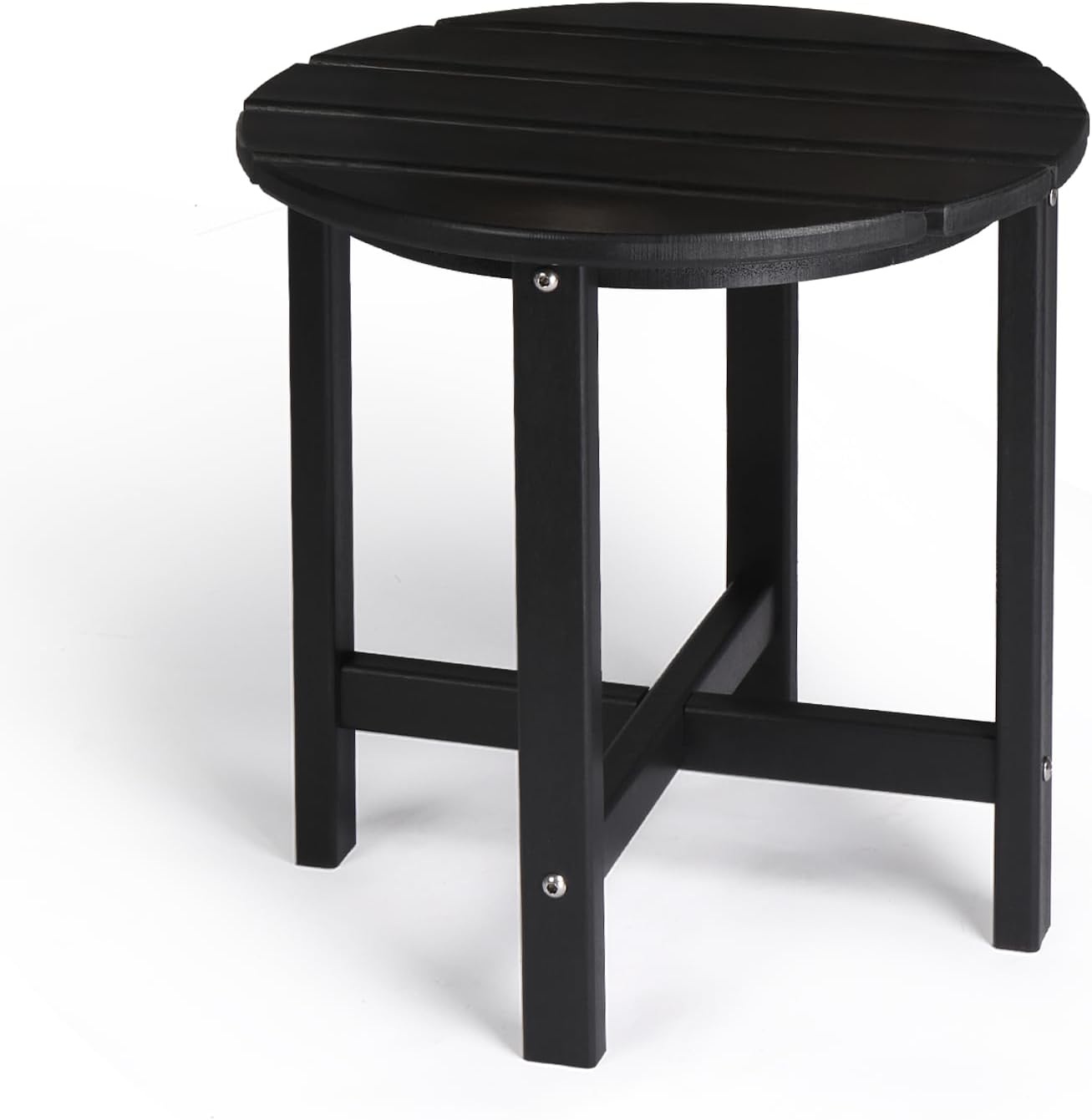 Outvita Adirondack Side Table, 18 Inch Round Outdoor End Table, HDPE Weather Resistant Coffee Table for Patio Balcony Deck Garden, Black