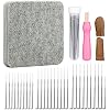 Mayboos Needle Felting Kit,Needle Felting Pad,Needle Felting Tool with 6"x6"Needle Felting Mat,Felting Needles for Wool,Leather Finger Guards,Good for Any Felting