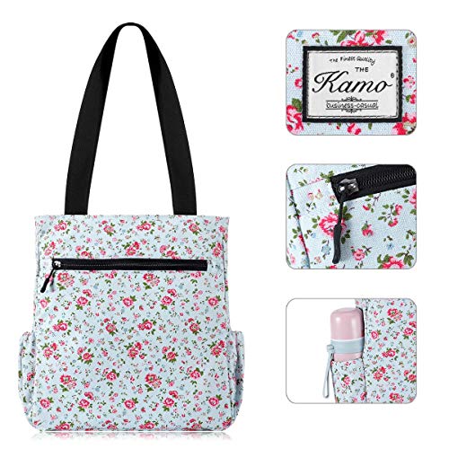 Image of KAMO Floral Tote Bag - Waterproof Lightweight Handbags Travel Shoulder Bag for Hiking Yoga Gym Swimming Travel Beach