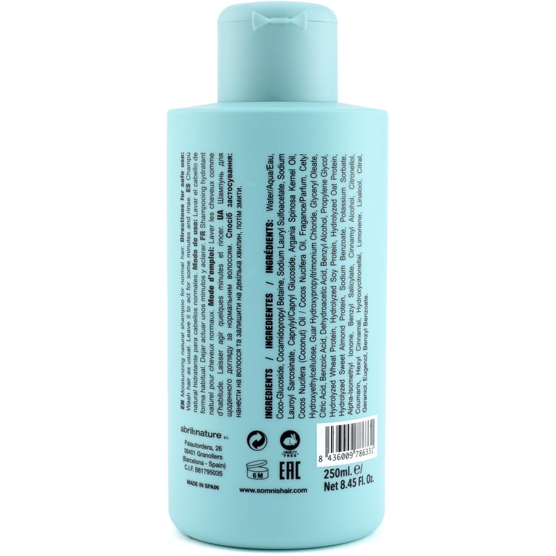 somnis&hair, Natural Balance Shampoo 94% Natural, Deep Hydration and Nutrition, Hair Repair and Anti-Frizz, Sulfate, Paraben - Image 2