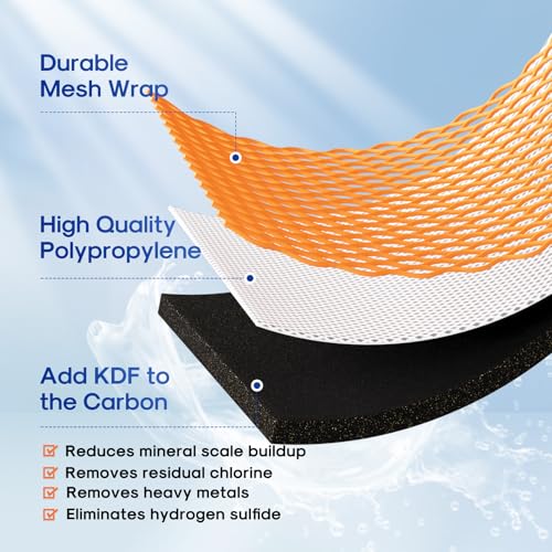 Image of ICEPURE 5 Micron 4.5 inch x 20 inch CTO20BB-KDF Whole House Water Filter Coconut Shell Activated Carbon and KDF Heavy Metal Removal Water Filter Replacement for Home, 2 PACK