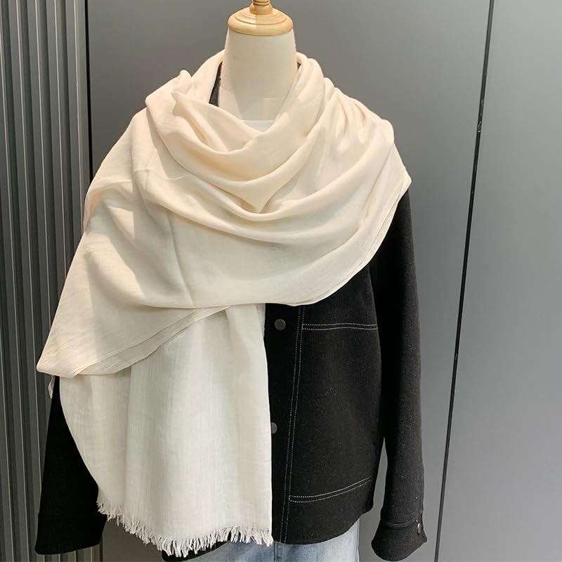 Womens Soft-Cotton-Linen Lightweight-Scarfs Large Long Fashion Gauze Shawl Wrap for Beach Travel 75”×39” - Image 7