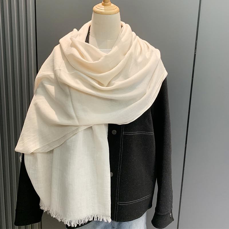Womens Soft-Cotton-Linen Lightweight-Scarfs Large Long Fashion Gauze Shawl Wrap for Beach Travel 75”×39”3