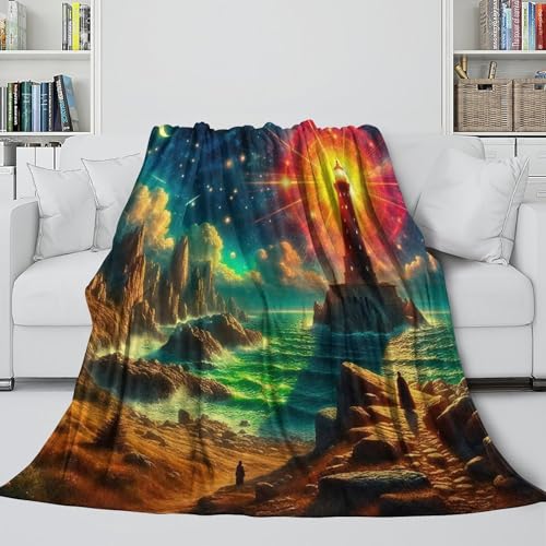 Couverture phare impression 3D en microfibre moelleuse de 180x200cm pour le lit