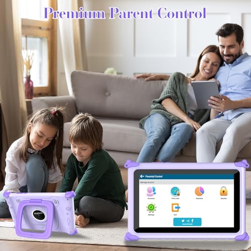 Image of Kids Tablet 7 inch Tablet for Kids 3-12 32GB Toddler Children's Tablets with WiFi, YouTube, Baby Tablets with Shockproof Case, IPS Screen Parental Control GMS Education Games for Girls Boys (Purple)