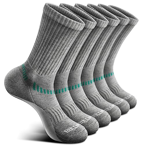 Image of BULLIANT Men 6-Pack Athletic Compression Crew Socks for Running Gym Sports
