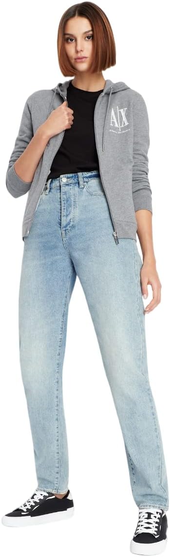 Armani Exchange womens Icon Logo Zip-up Hoodie Sweatshirt