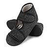 TIESTRA Mens Slippers Boots Memory Foam Wide Fit Indoor Outdoor House Shoes with Adjustable Hook and Loop Grey 7UK-41EU #1