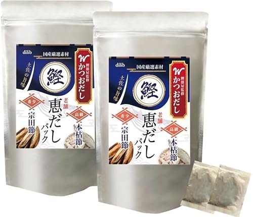 【本場土佐の老舗鰹節屋製造・発酵熟成だし】だしパック 高級 かつお恵だし 本枯節 x 宗田節 完全無添加 無塩 国産 天然素材 鰹節麹菌 出汁 (400g, 本枯節X宗田節)