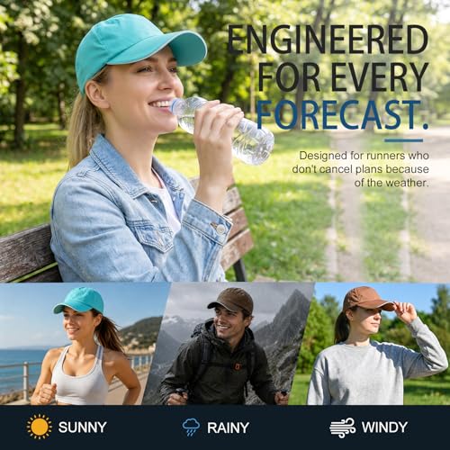 Image of Mens Waterproof Baseball Cap Womens Rain Hat Quick Dry Running Hat with Sweatband Outdoor Golf Breathable Sports Cap