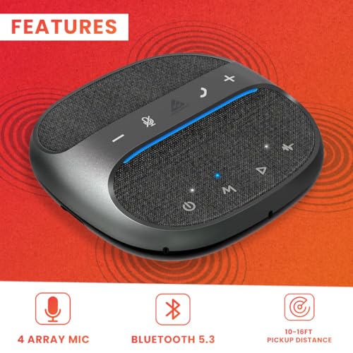 Image of Audio Array AM-W45 Wireless Conference Microphone with Speaker | Bluetooth, USB & 4 Mics | 360 Pickup Upto 4M | Noise Reduction & Enhanced Voice | Portable Speakerphone for Video Calls /Zoom Meeting