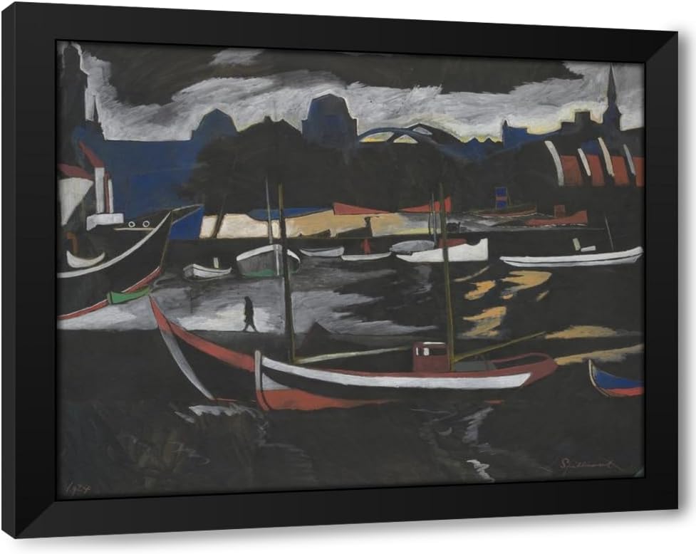 ArtDirect Handelsdokken te Oostende (1924) Custom Framed Art Print Giclee Print or Canvas Options with Various Sizes and Customization by Léon Spilliaert