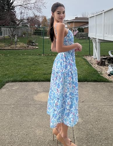 Image of GRACE KARIN 2026 Women's Spaghetti Vacation Sundress Summer Beach Flowy Boho Floral Maxi Dresses with Pockets