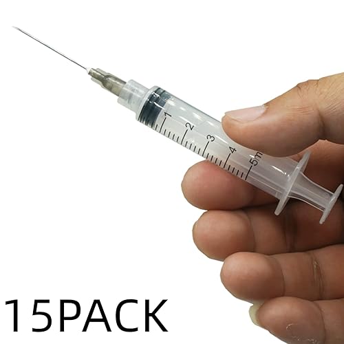 Miniatura 9 de Paquete de 15 jeringas de plástico de 0.1fl oz y 23 Ga con medición para laboratorios científicos, dispensadores industriales de animales y