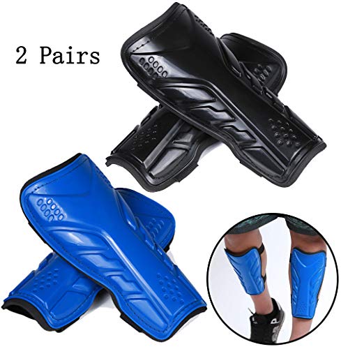 2 Pairs Soccer Shin Guards For Youths and Adults, Lightweight Protective Gear Soccer Equipment Perfect Fit for Kids, Boys, Girls (Calf circumference: 10-5 8”-15-3 4” )