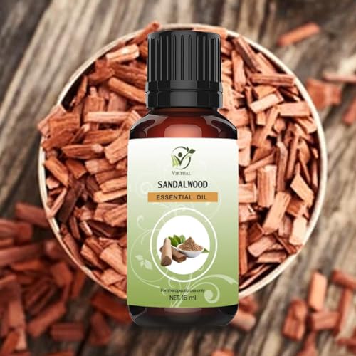 Image of Virtual Sandalwood Essential Oil 15ml 100% Pure Natural Facial Oil for Skin Brightening Acne Dark Spots Pigmentation Aromatherapy Skincare Oil for Men Women