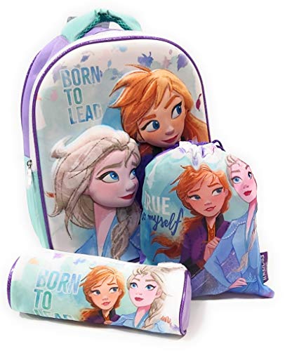 Mochila Frozen Elsa y Anna 3D Infantil para niñas  32 cms    Estuche Portatodo   Bolsa