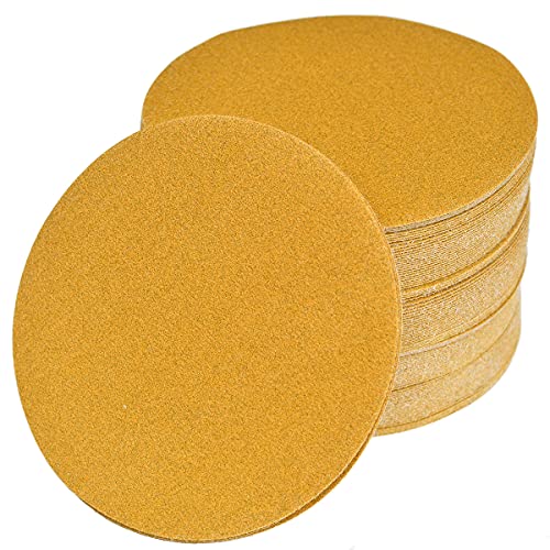 Image of 6-Inch No-Hole Hook and Loop Sanding Discs 120-Grit, Random Orbital Sandpaper for Automotive and Woodworking, 100-Pack