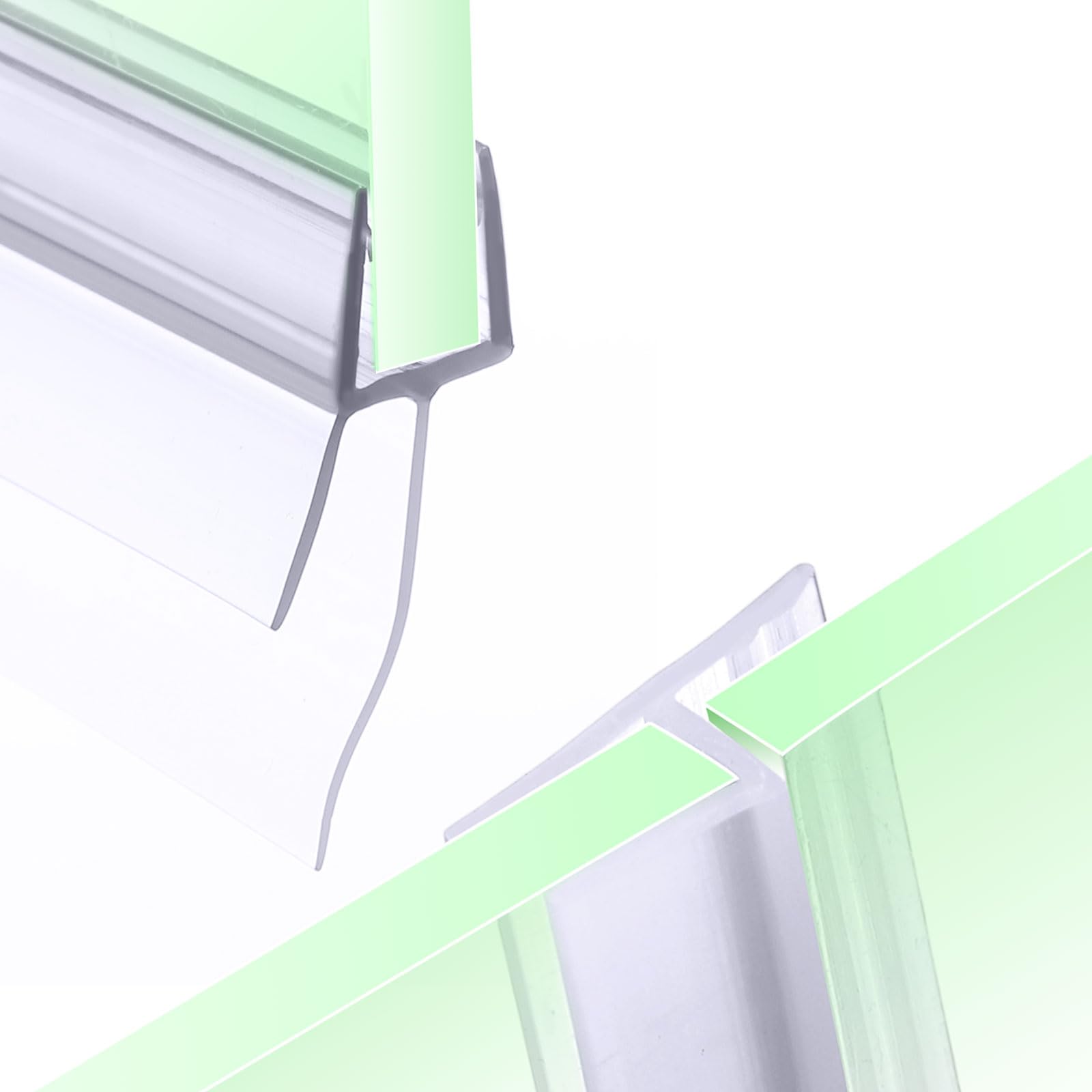 Photo 1 of ***MEASUREMENTS MAY DIFFER*** Maasechs 6 Pcs Shower Door Bottom Seal Strip Shower Sweep 5 Packs Frameless Seal for 1/4" Glass Door and 1 Pack 78.7 Inch Long Ultra Clear Side Strip, Stop Showers Leaks