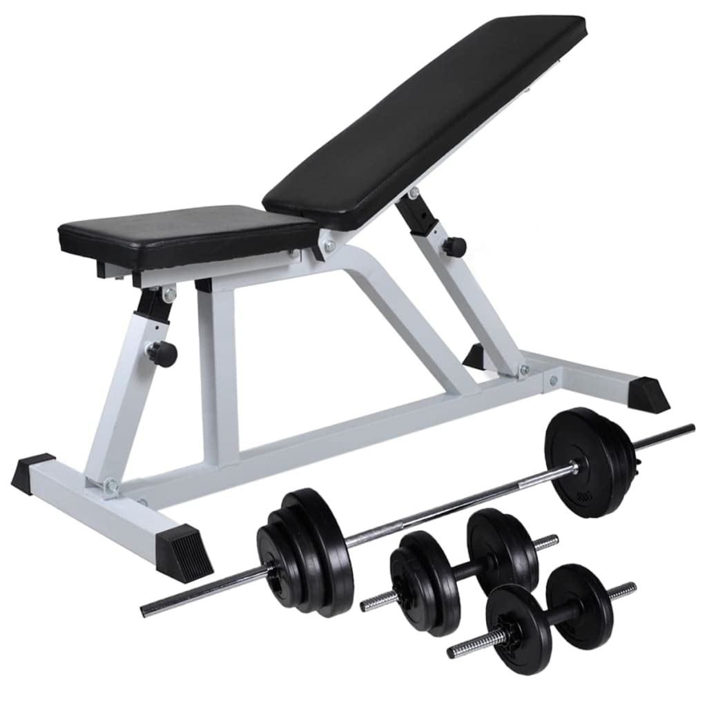Brokky Panca da Palestra con Bilanciere e Set di Manubri 30,5 kg-Panca Multifunzione Palestra Casa, Panca Palestra, Pieghevole/Regolabile/Supporto Bilanciere, Panca Reclinabile&Panca Addominali, Panca