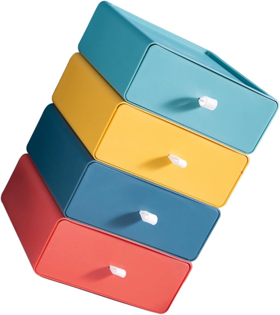 4pcs Stackable Table Storage Drawers Multifunctional Desktop Organizer Boxes for Small Items Home Office Classification and Space-saving Management