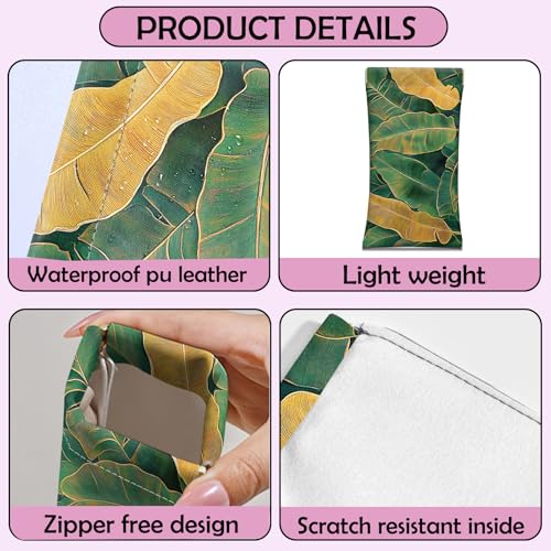 Image of 2 PCS Glasses Case Eyeglass Sunglasses Pouch Squeeze Portable Bag Soft Leather with Cleaning Cloth Women Men Girls